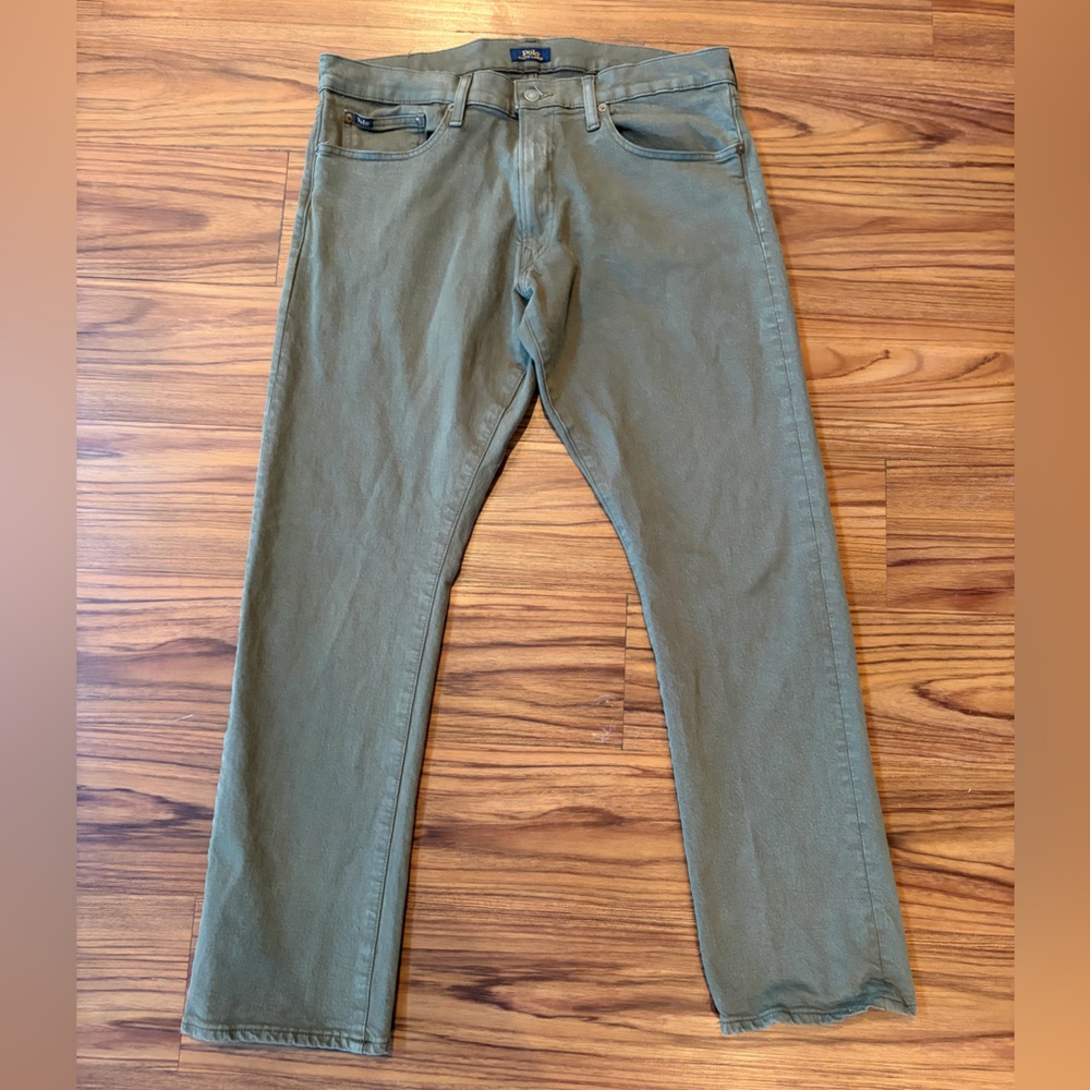 Polo Ralph Lauren Men's Olive Green Jeans 34x30 Varick Slim Straight